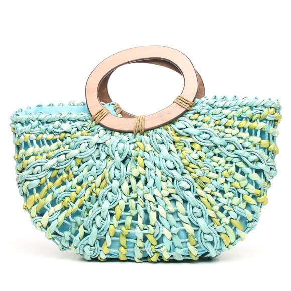 Ahava Green and Blue Bohemian Vacation Beach Tote Coastal Grandma - Picture 2 of 12